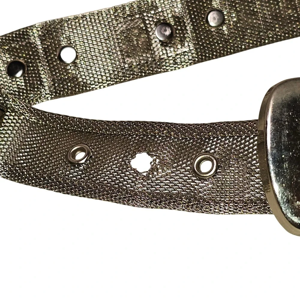 Vintage 80s Silver Metal Mesh Pyramid Stud 36 Y2K Belt Chainmail  Grunge Twink